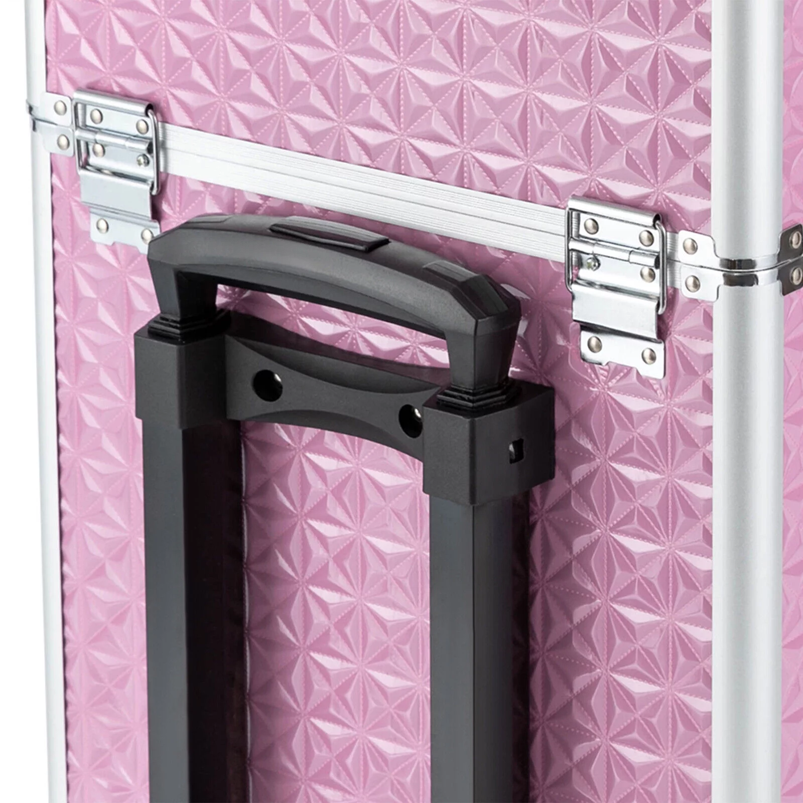 Miumaeov Professional Rolling Makeup Train Case Cosmetic Trolley with 4 Wheels Nail Polish Storage Organizer (Pink)