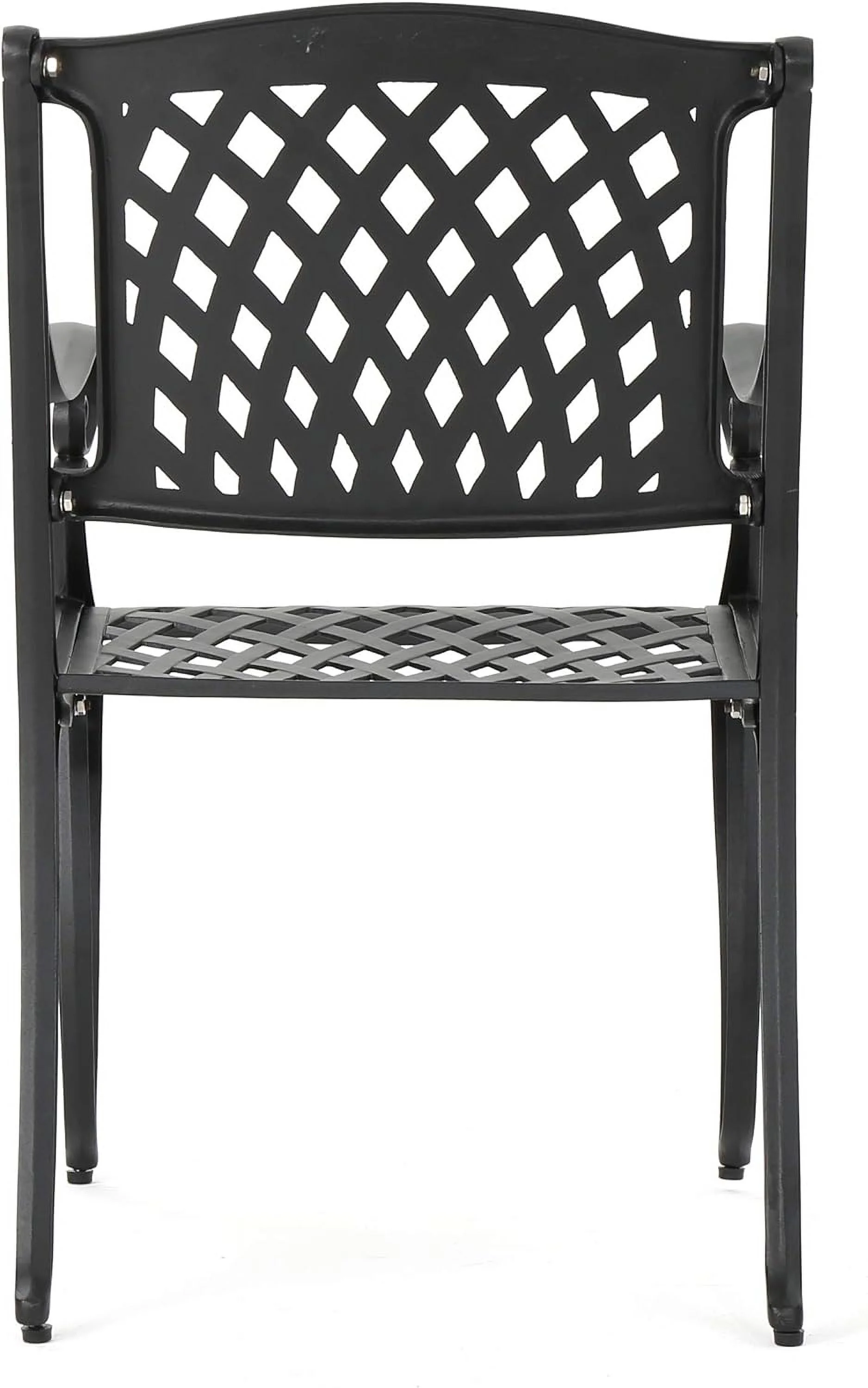 Hallandale Outdoor Cast Aluminum Chairs, 2-Pcs Set, Antique Matte Black