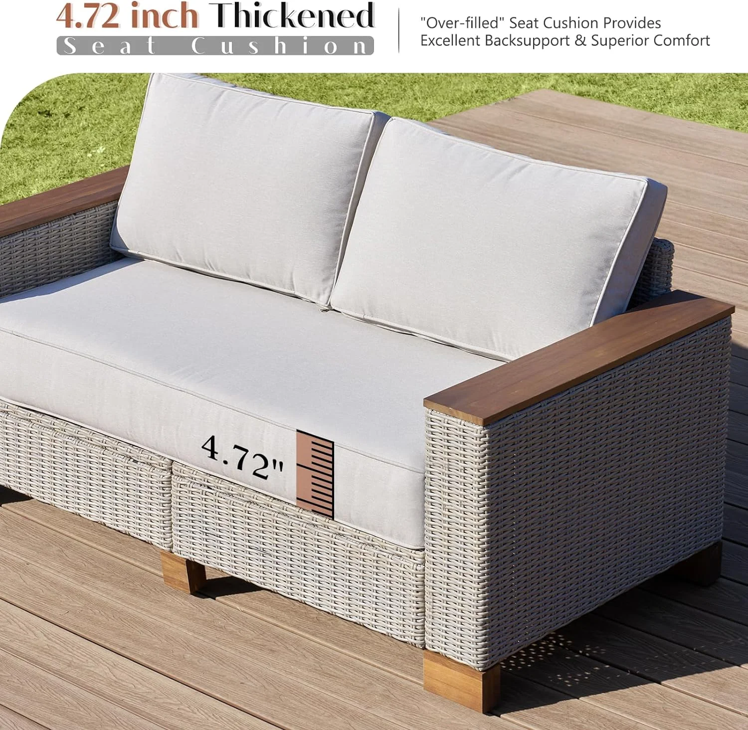 LUXOAK Patio Furniture Sets, 6-Piece Wicker Sofa Set, with Outdoor Patio Cushions & 5.9