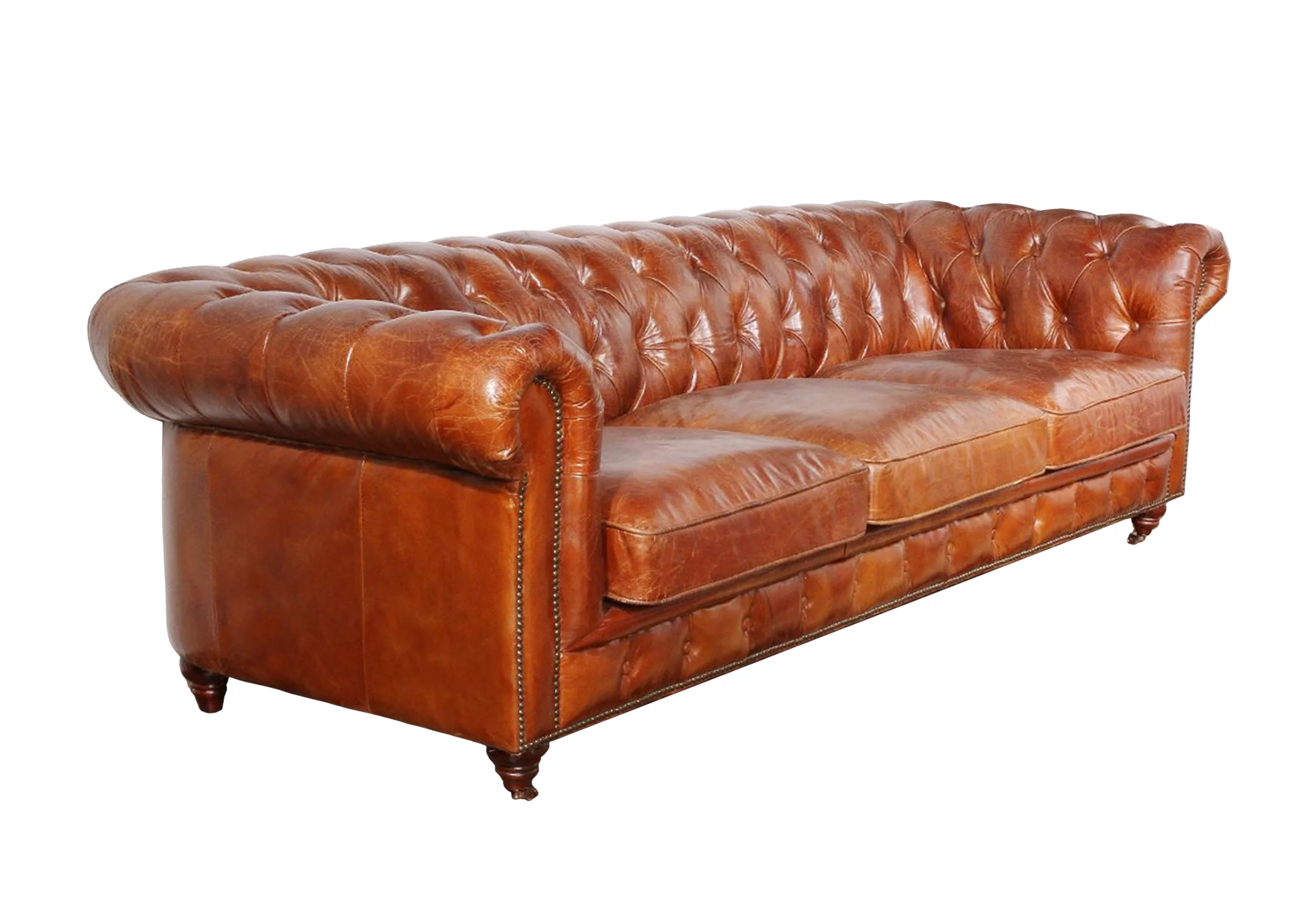 Pasargad Home Paris Club Chesterfield Tufted Sofa, Brown