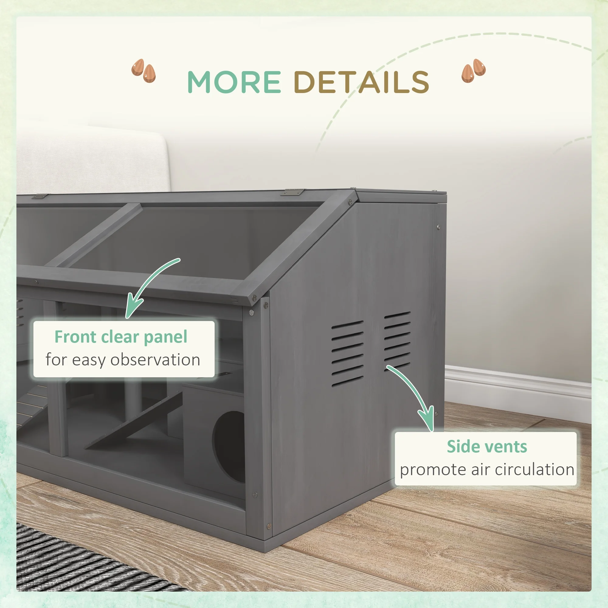 PawHut Wooden Hamster Cage W/ Suspension Bridge, Openable Top