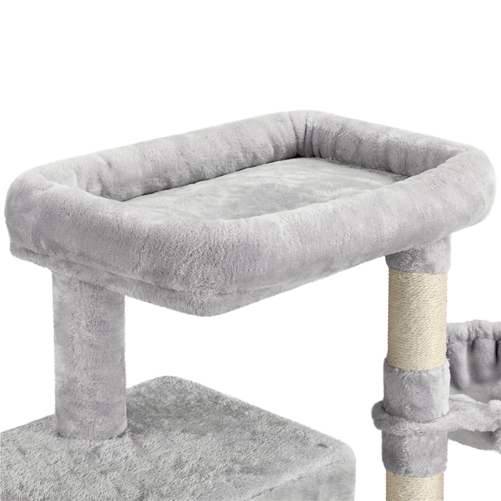 Yaheetech 46.5'' Multilevel Cat Tree Condos Cat Scratching Posts Plush with Top Perch Basket for Cats, Light Gray
