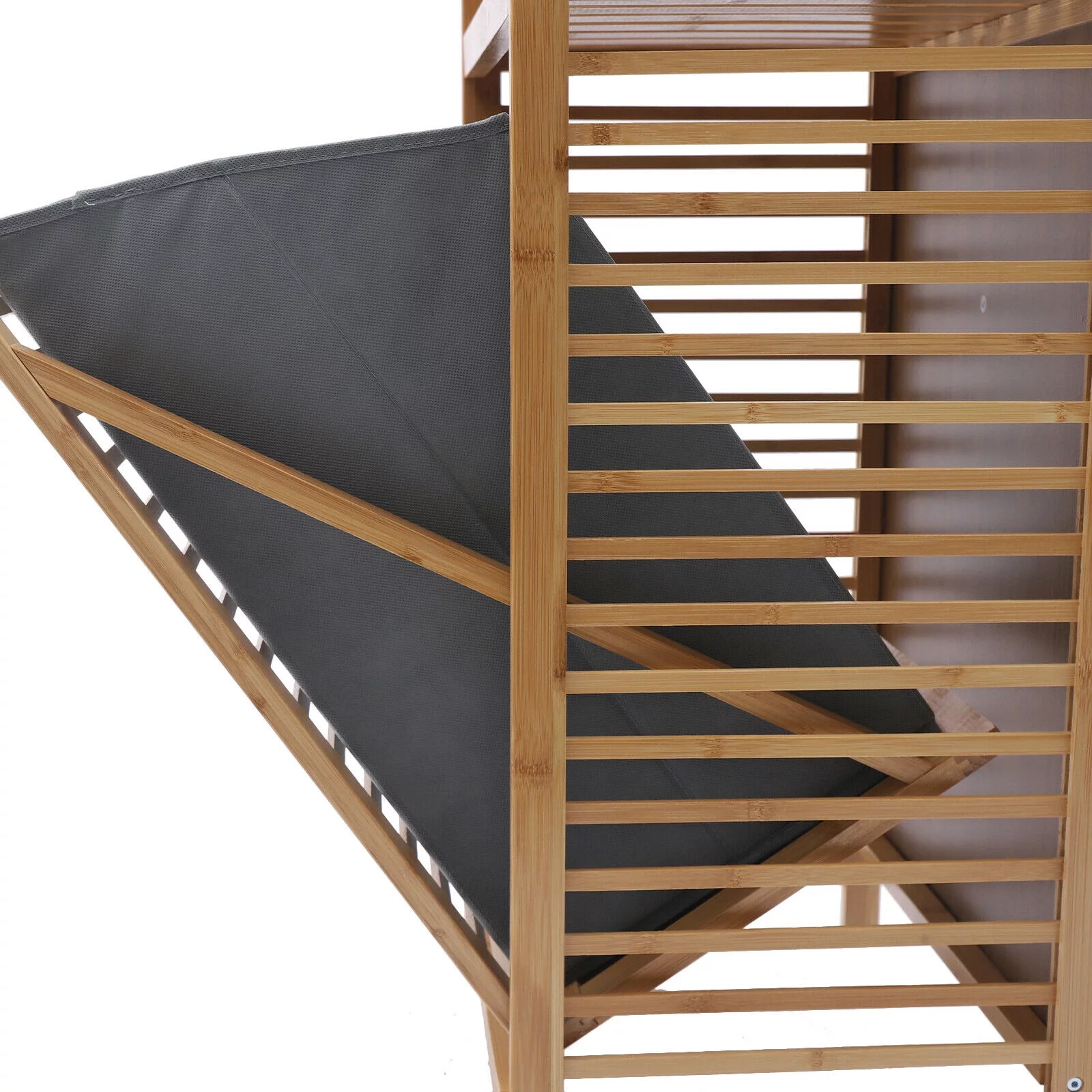 2-Layer Bamboo Laundry Hamper Basket Storage Dirty Clothes Tilt Out Baskets NEW