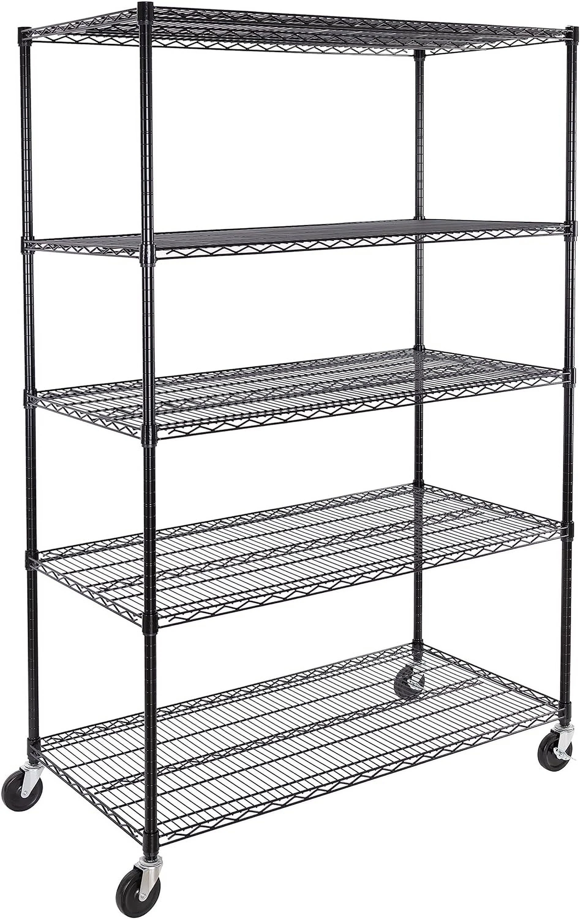 U-SHARE UltraDurable Heavy Duty NSF Solid Steel Wire Rack Storage Unit, Organizer for Garage, Warehouse, Office, Restaurant, Classroom, Kitchen, Black, 5-Tier Shelving, 48