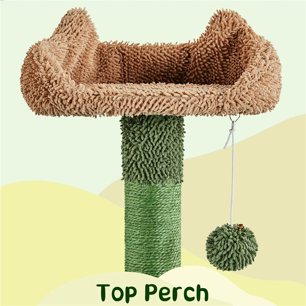 Yaheetech 70.5''H Cactus Cat Tree Cat Tower with Platform,Green/Brown