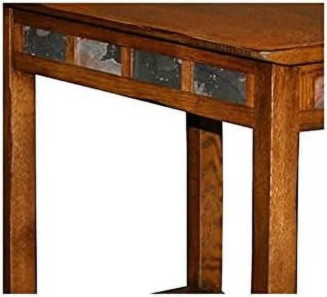 Recliner Wedge End Table In Rustic Oak