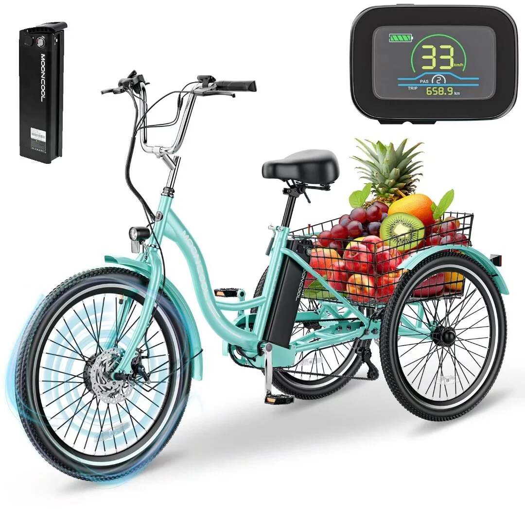 Docred Adult Electric Tricycles 3 Wheel Electric Bike, 24Inch 15.5 mph 500W Electric Trikes,7-Speed & 4 Adjustable Riding Modes Electric Tricycle with 36V Removable Lithium Battery
