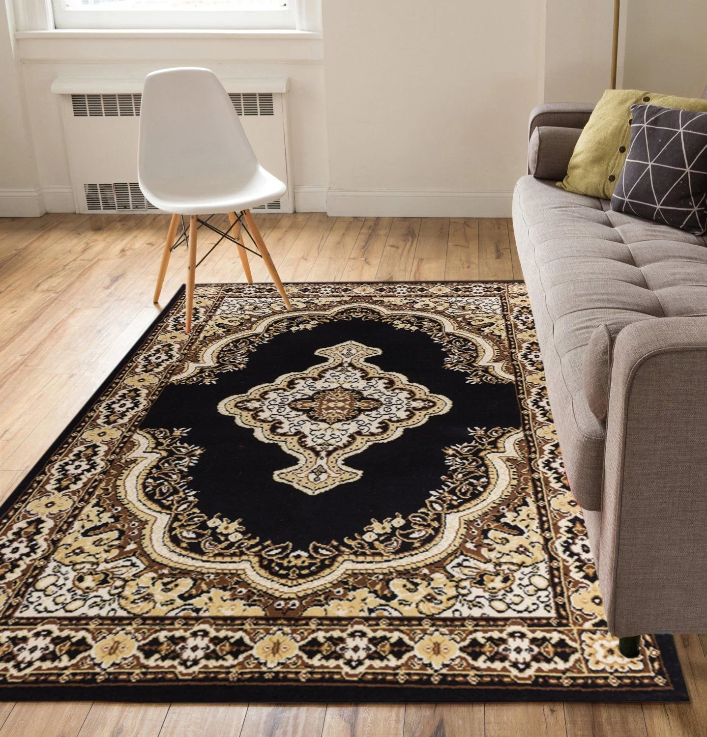 Well Woven Miami Oriental Traditional Area Rugs, Black