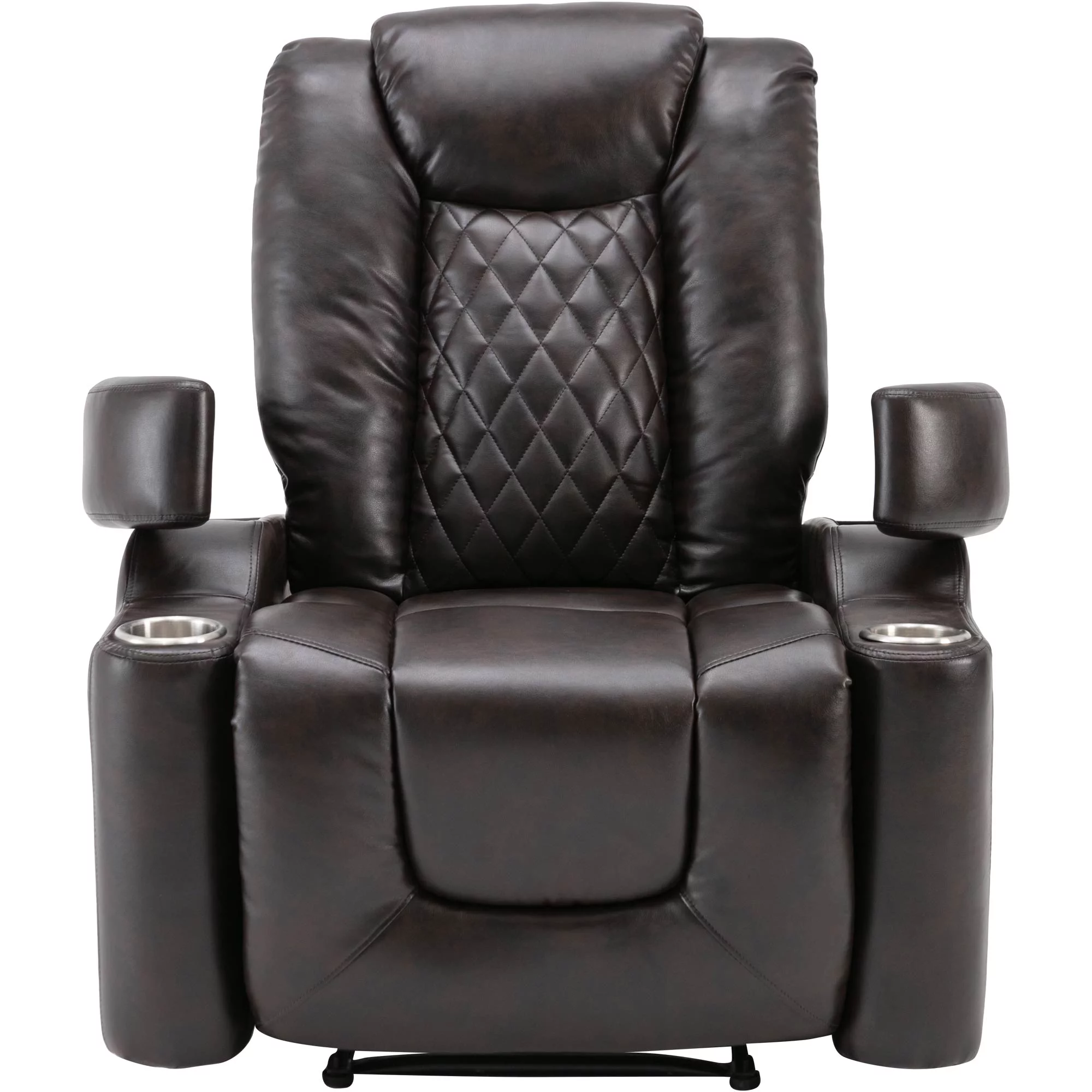 Power Motion Recliner with USB Charge Port and Cup Holder -PU Lounge chair for Living Room,Brown(Old Sku:PP194010DAA)