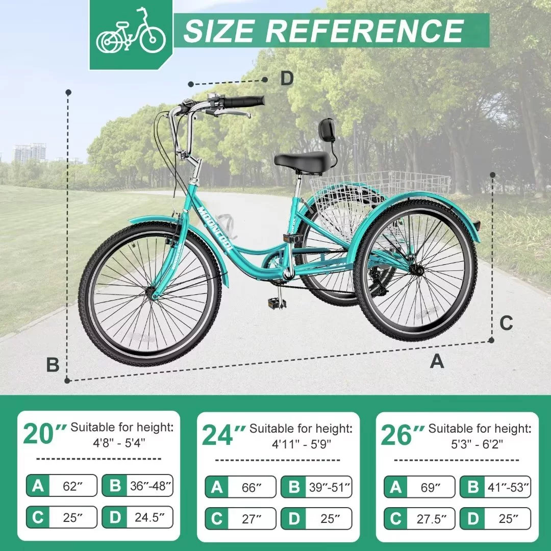 Docred Adult Electric Tricycles 3 Wheel Electric Bike, 24Inch 15.5 mph 500W Electric Trikes,7-Speed & 4 Adjustable Riding Modes Electric Tricycle with 36V Removable Lithium Battery