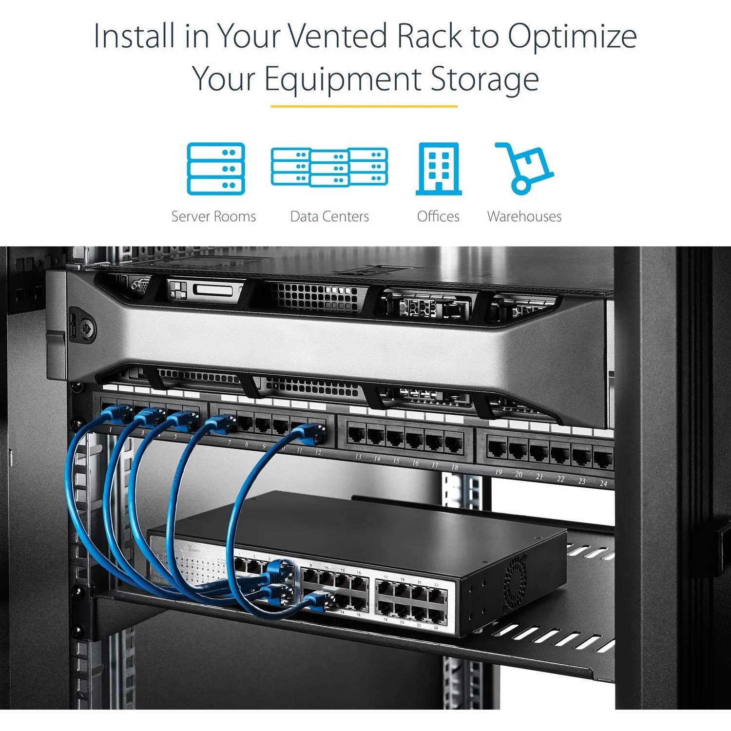 StarTech.com 2U Server Rack Shelf - Universal Vented Rack Mount Cantilever Tray for 19