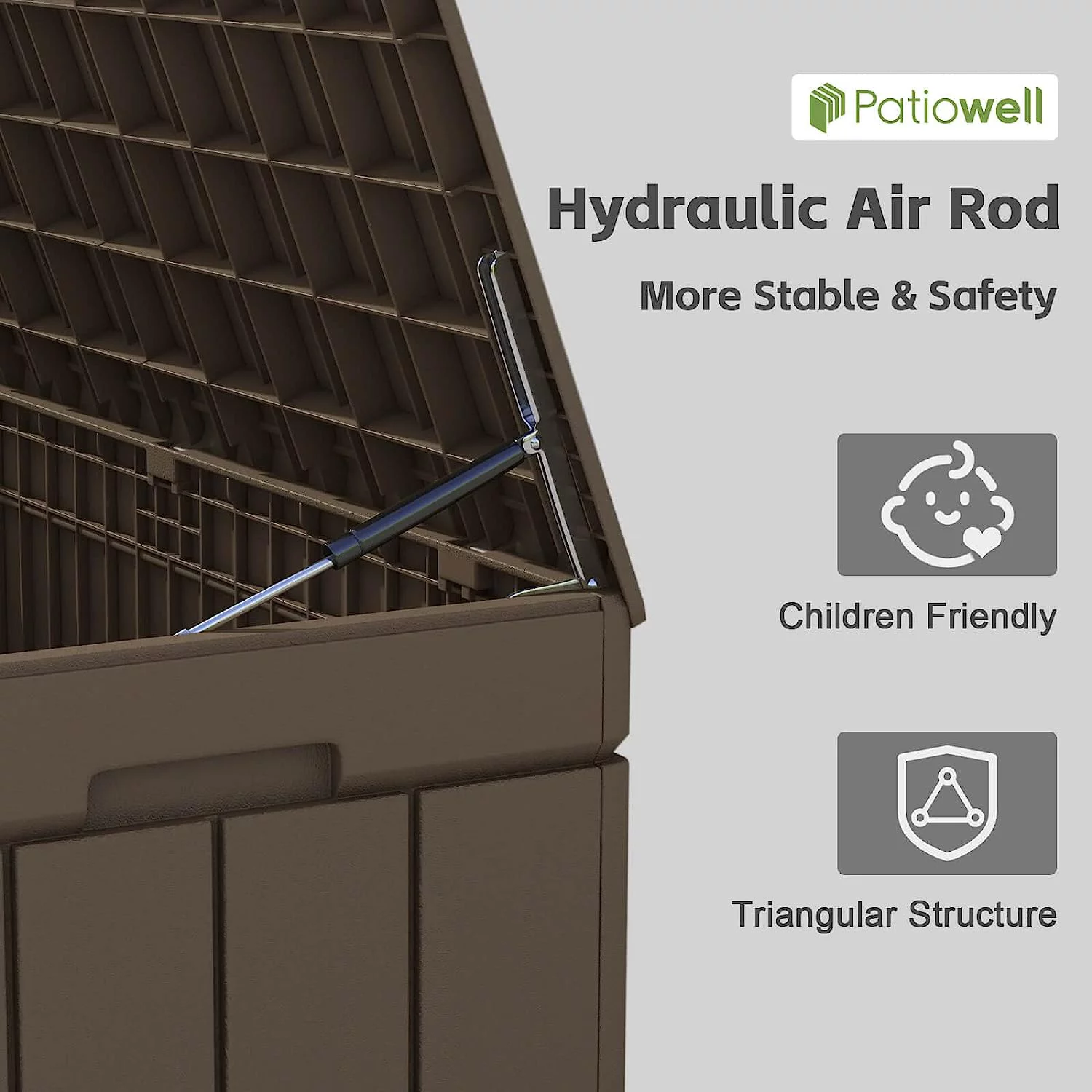 AUCHI  82 Gallon Resin Deck Box, Waterproof Large Wood Look Storage Box for Patio Furniture, Pool Accessories, Toys, Garden Tools and Sports Equipment, Lockable, Brown