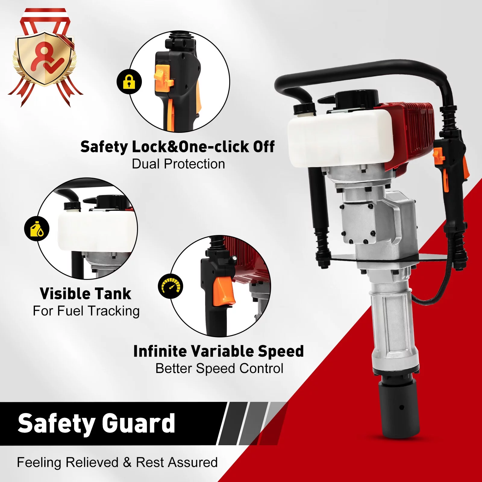 Loyalheartdy 52cc 2 Stroke T Post Driver Piledriver Portable Heavy Duty Fence Gasoline Pile Driver Kit