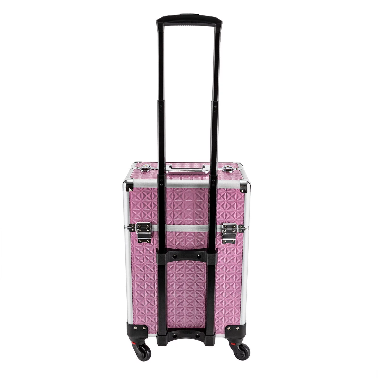 Miumaeov Professional Rolling Makeup Train Case Cosmetic Trolley with 4 Wheels Nail Polish Storage Organizer (Pink)
