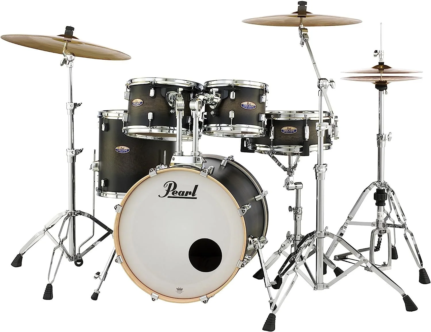 Pearl Decade DMP905P/C262 5 Piece Drum Shell Pack, Satin Blackburst,Fusion