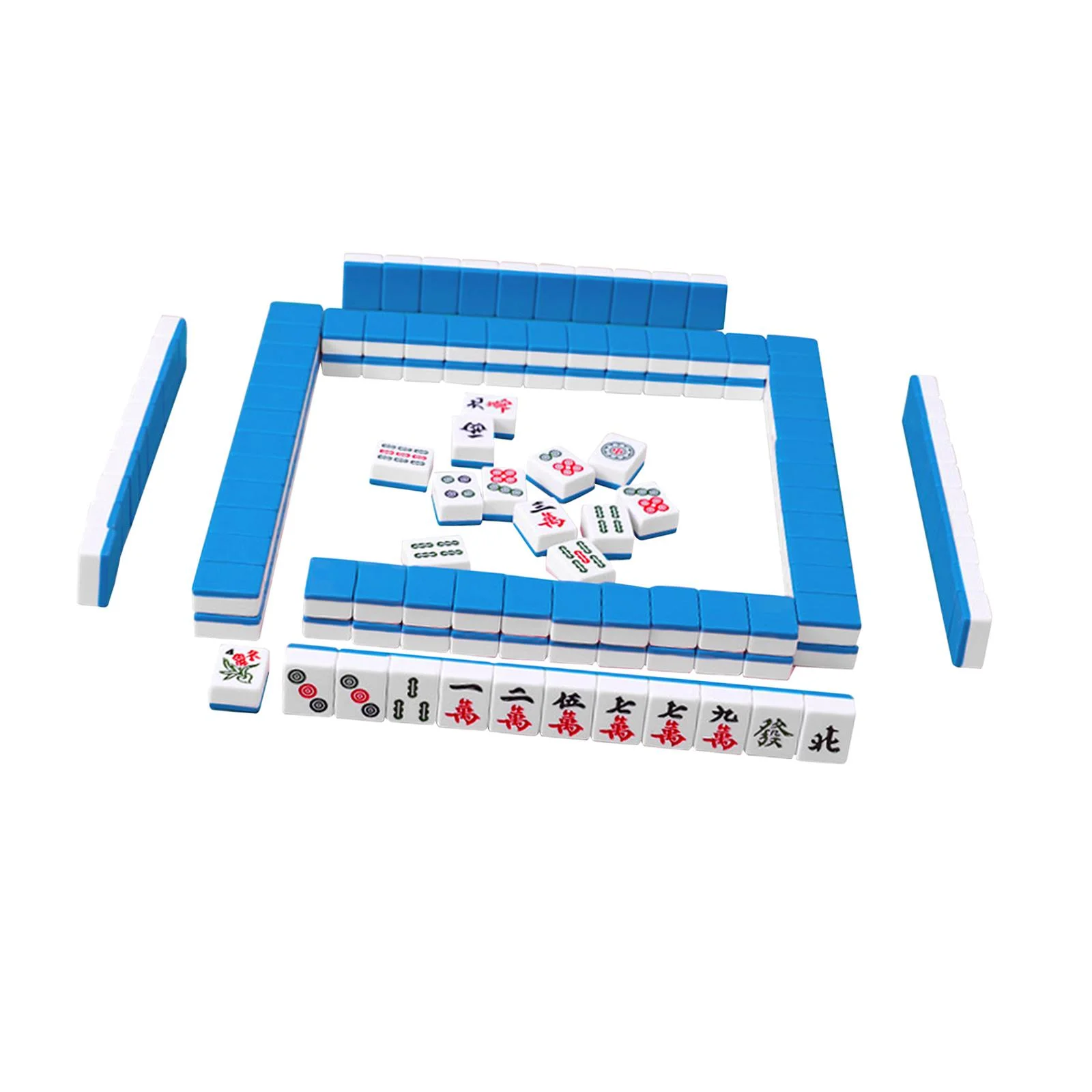 STARTIST 144x Chinese Version Game Set Mini Mahjong Tiles Chinese Game Play Traditional Classic Board Game Portable for Apartment Kids Blue