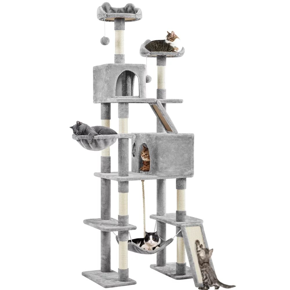 Yaheetech 82.5'' H Large Cat Tree Cat Tower with Condos, Light Gray