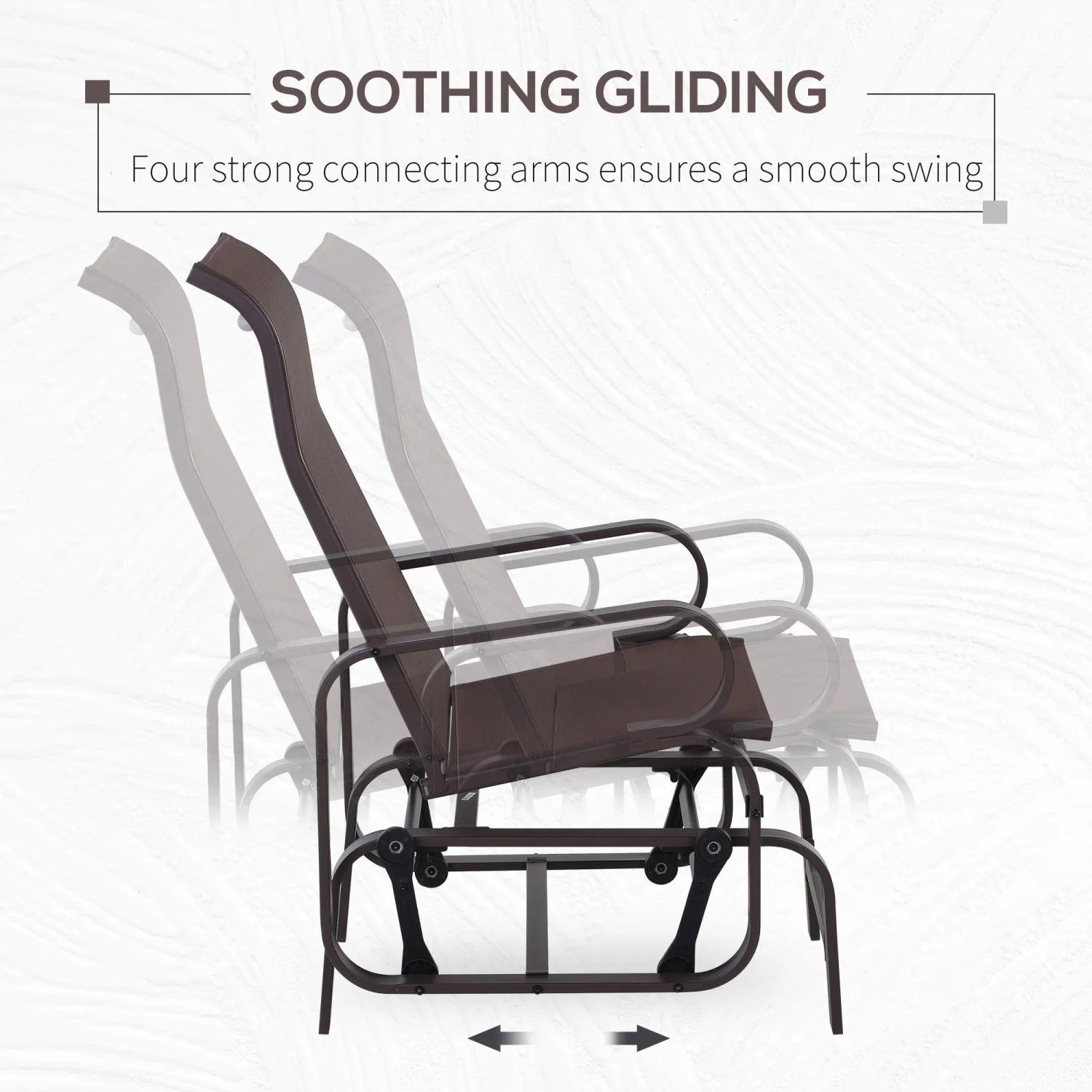 CHYUTR Outdoor Glider Chair  Gliders for Outside Patio with Smooth Rocking Mechanism and Lightweight Construction for Backyard  Brown