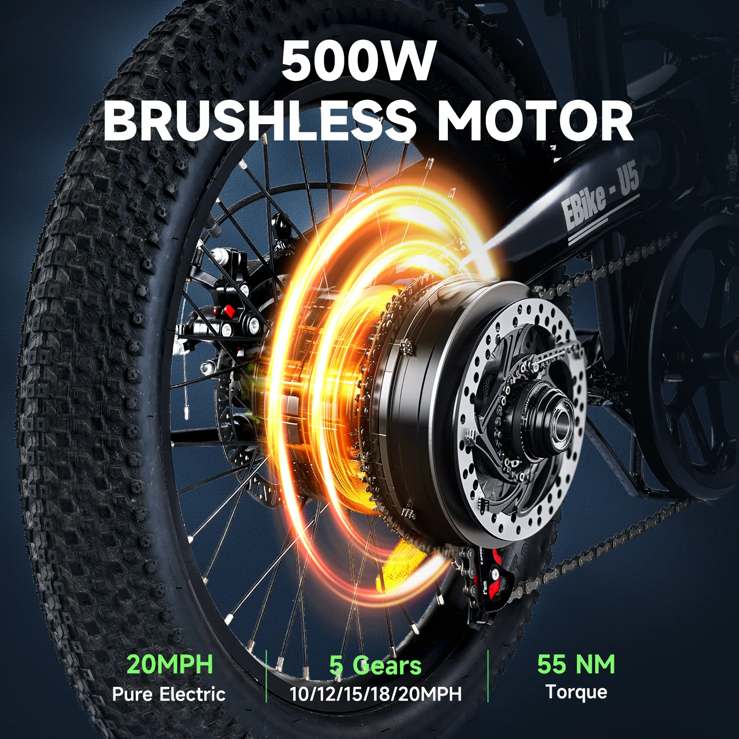 isinwheel U5-W Electric Bike Adult 500W, 20MPH, Max Range 45+ Mile E Bike, 20