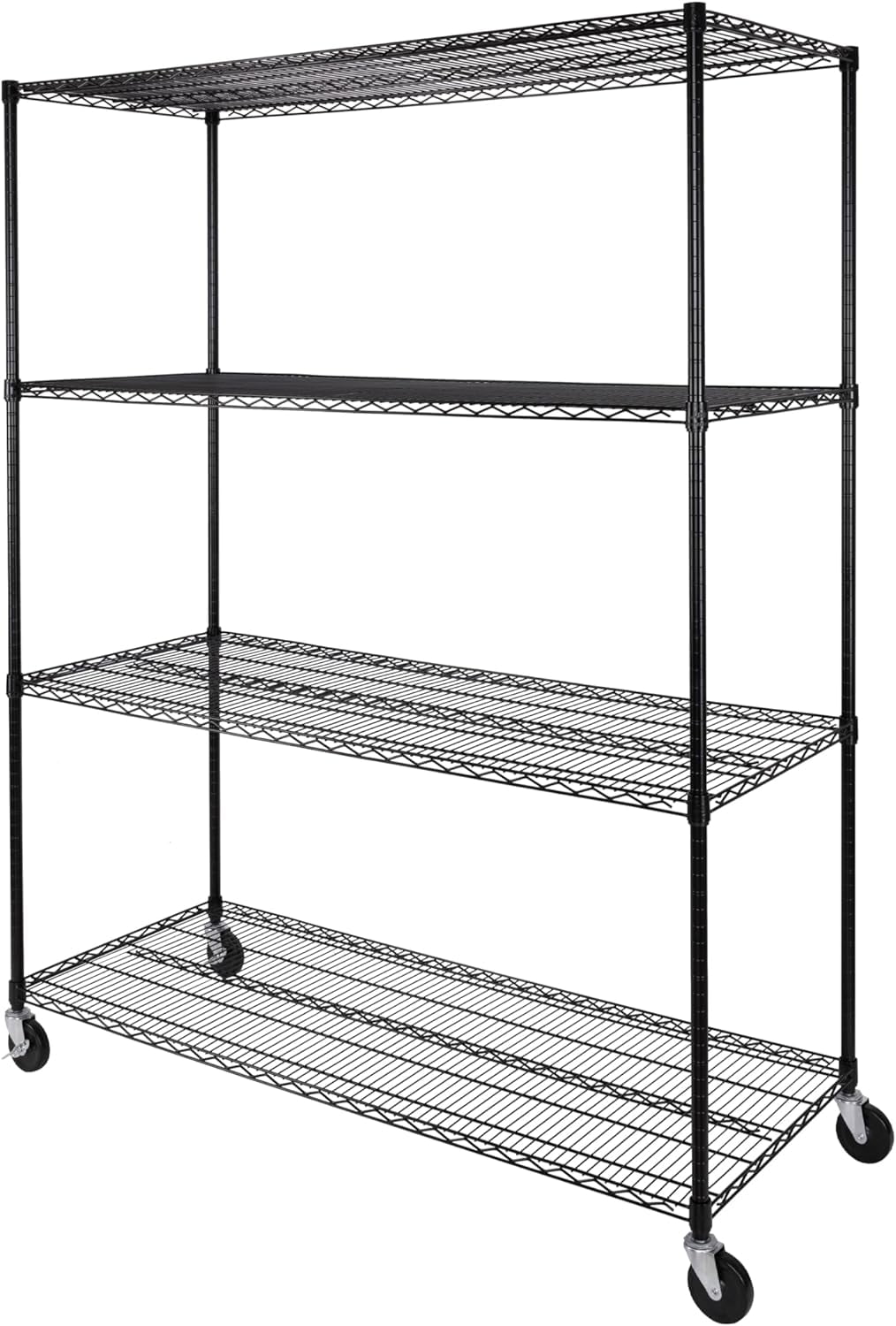 U-SHARE UltraDurable Heavy Duty NSF Solid Steel Wire Rack Storage Unit, Organizer for Garage, Warehouse, Office, Restaurant, Classroom, Kitchen, Black, 5-Tier Shelving, 48