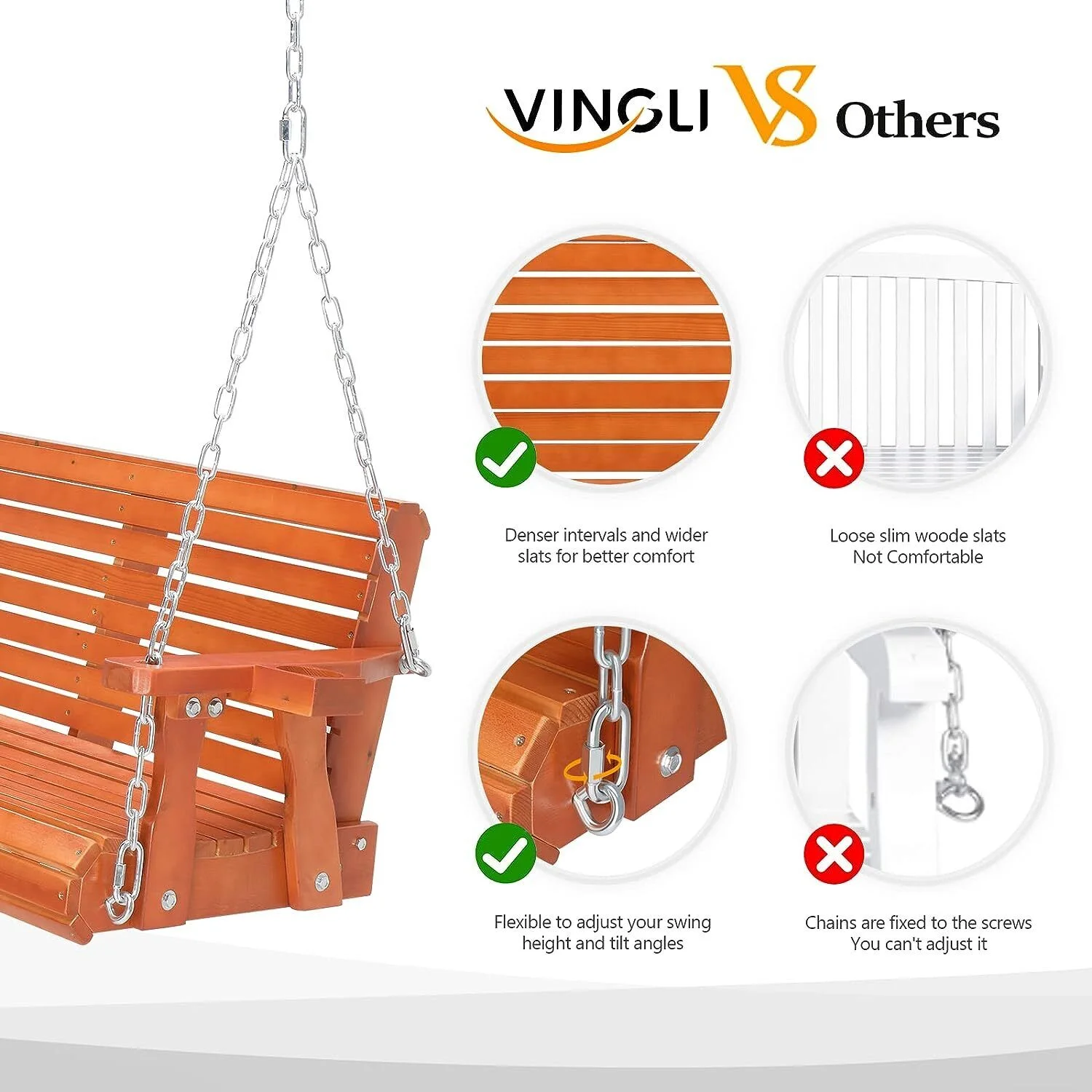 5 FT Heavy Duty 880 LBS Patio Porch Swing Outdoor Hanging Chair with Cup Holder