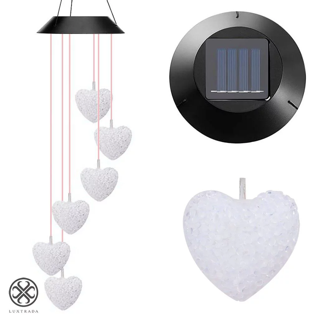 Luxtrada Solar Wind Chime Color Changing Solar Mobile Light Crystal Ball LED Wind Chime Solar Powered Wind Mobile Waterproof Outdoor Decor Romantic Wind Bell Light