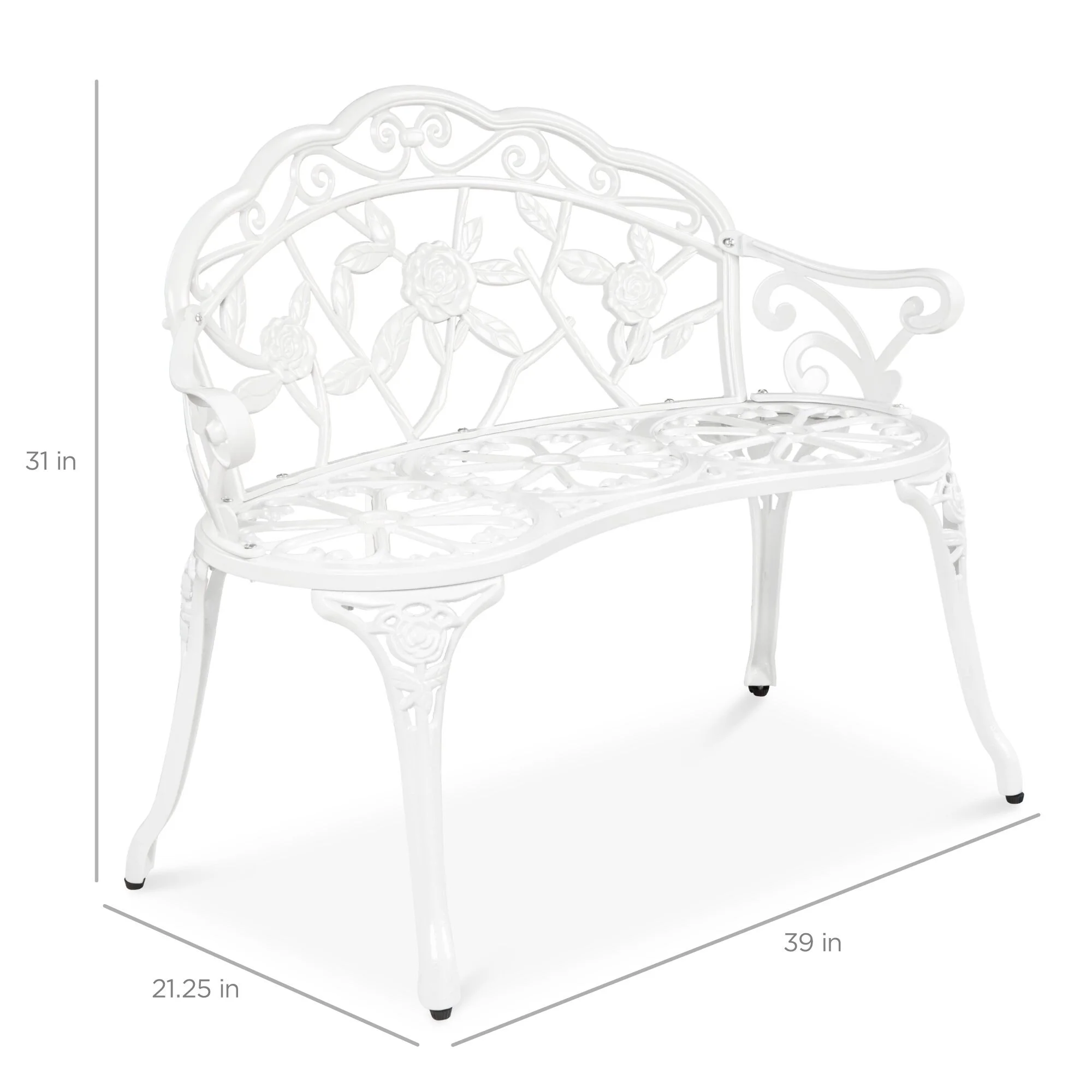 Garden Patio Outdoor Bench Steel - Modern Furniture White