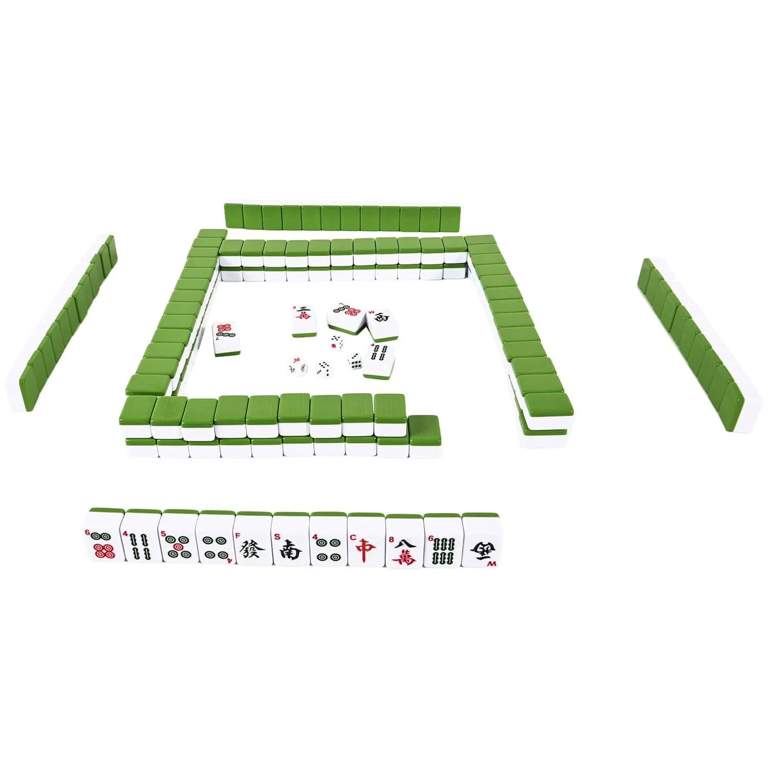 bimiti Playing MahJong Classic Strategy Game for Kids, Families, Melamine Chinese Mahjong Set Gift with Word