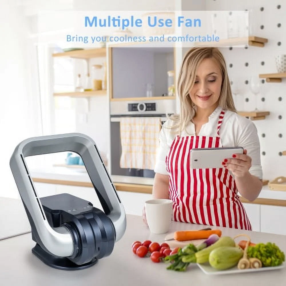 InfiniPower Wall Mounted Fan Bladeless with Remote Controller, 2-in-1 No Leaf Heater & Fan Combo with Rotatable Head, 9-Hour Timing, 3 Gear Normal & Heating Airflow Adjustable, Grey, 15.7 