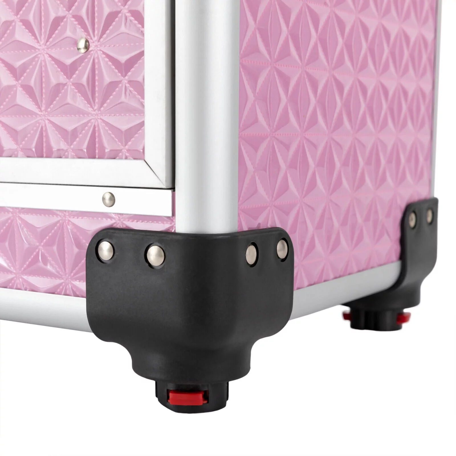 Miumaeov Professional Rolling Makeup Train Case Cosmetic Trolley with 4 Wheels Nail Polish Storage Organizer (Pink)