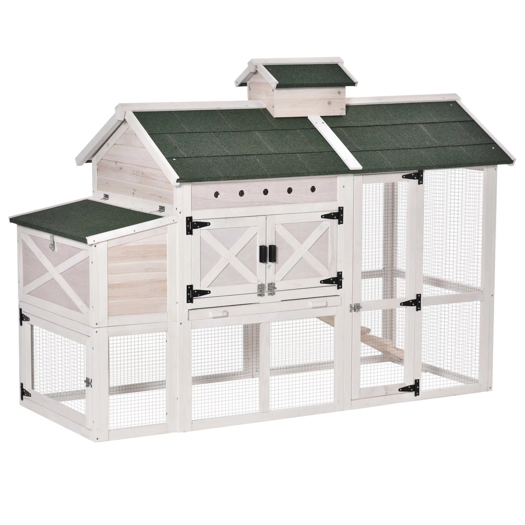 PawHut Wooden Chicken Coop Hen House with Removable Tray and Ventilated Hole 71