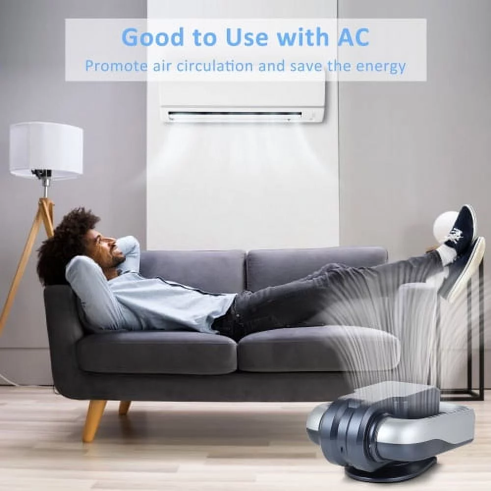 InfiniPower Wall Mounted Fan Bladeless with Remote Controller, 2-in-1 No Leaf Heater & Fan Combo with Rotatable Head, 9-Hour Timing, 3 Gear Normal & Heating Airflow Adjustable, Grey, 15.7 