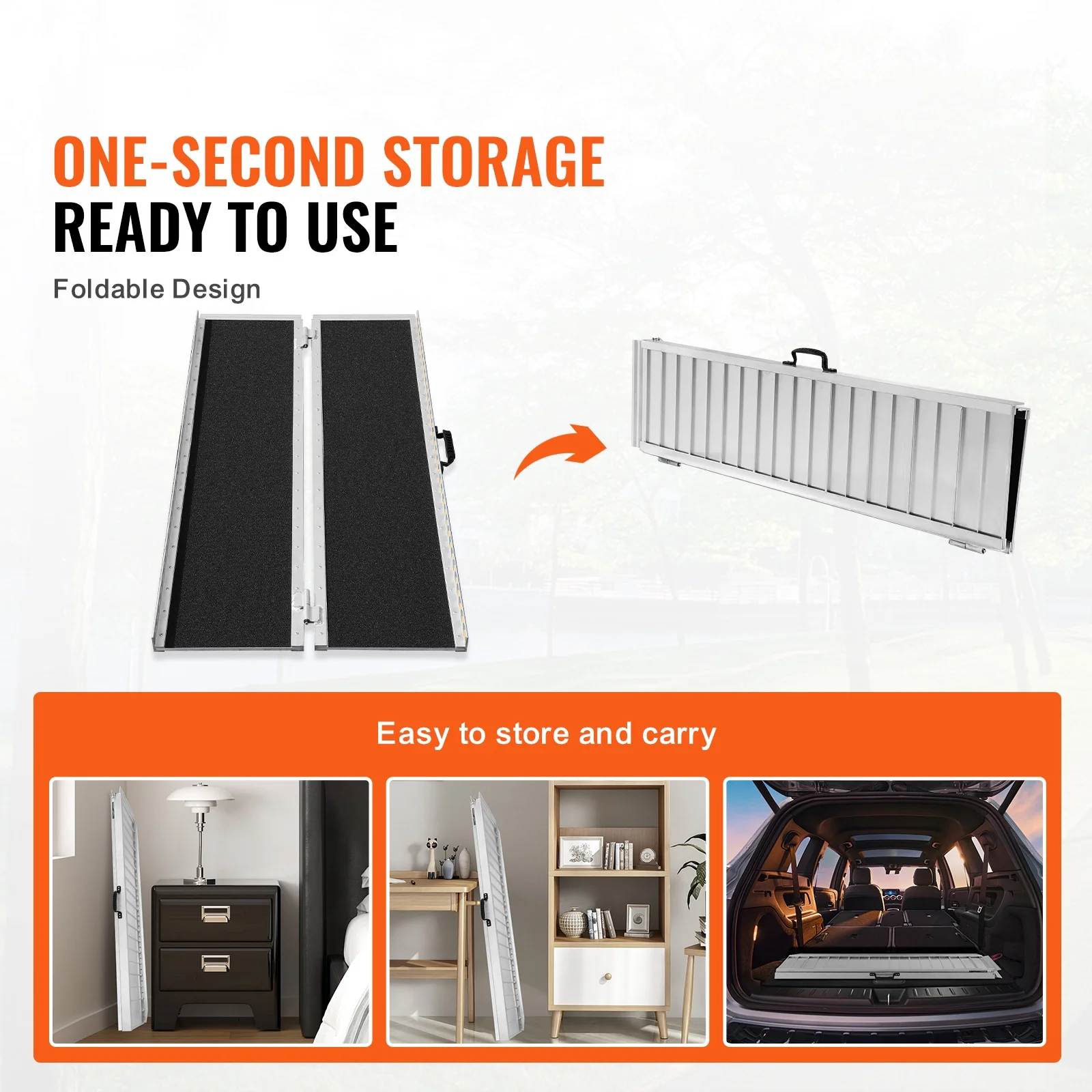 SKYSHALO Folding Wheelchair Ramp: A Portable Aluminum Threshold Ramp for Easy Access, 5 ft Long, Supports up to 800 lbs