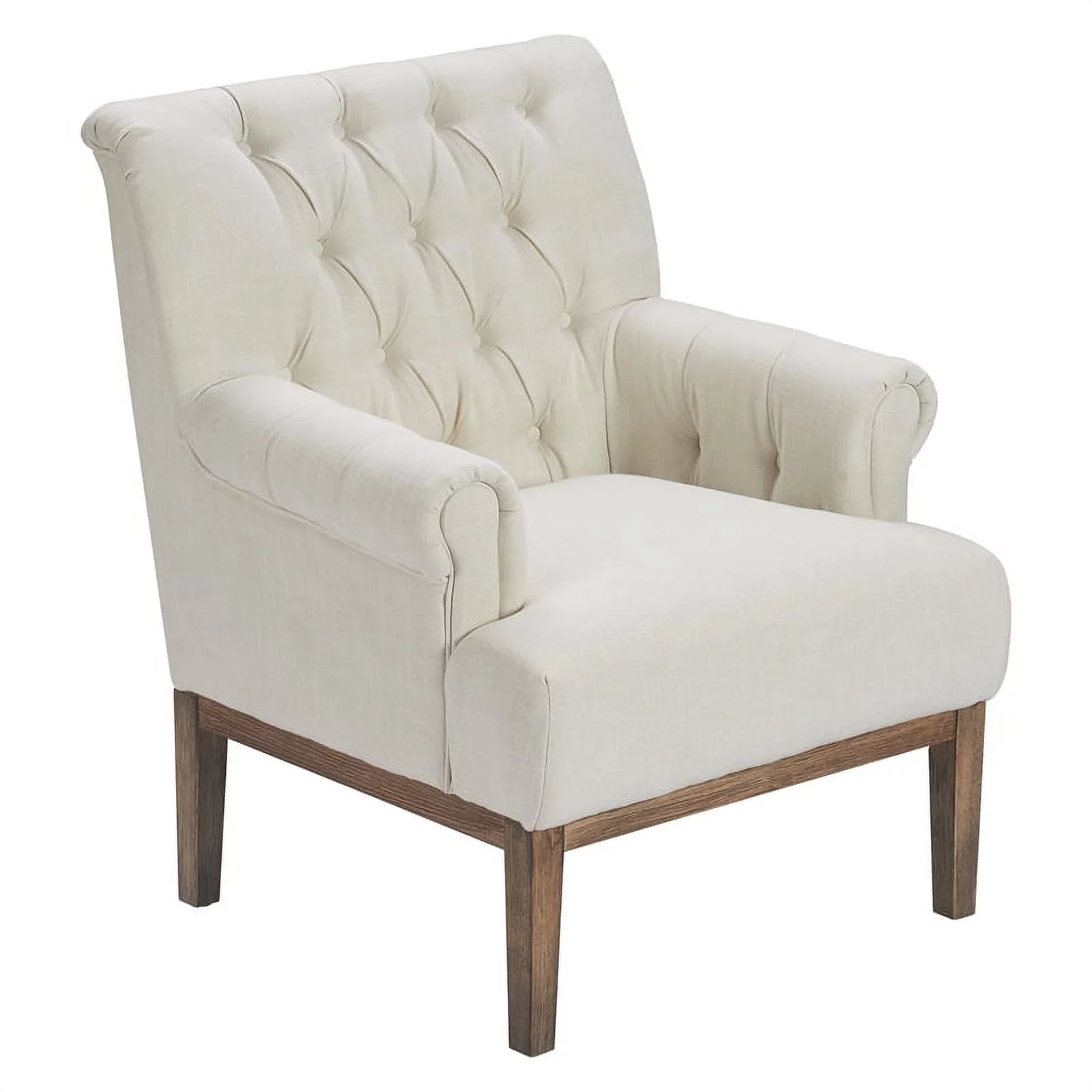 Home Square 2 Piece Tufted Linen Accent Chair Set Ivory