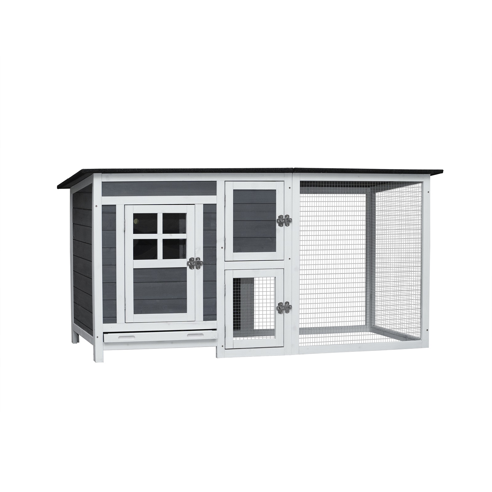 Algherohein Chicken Wire Wood Chicken Coop Rabbit Hutch Kennels House,Outdoor Large Animal Home,Gray