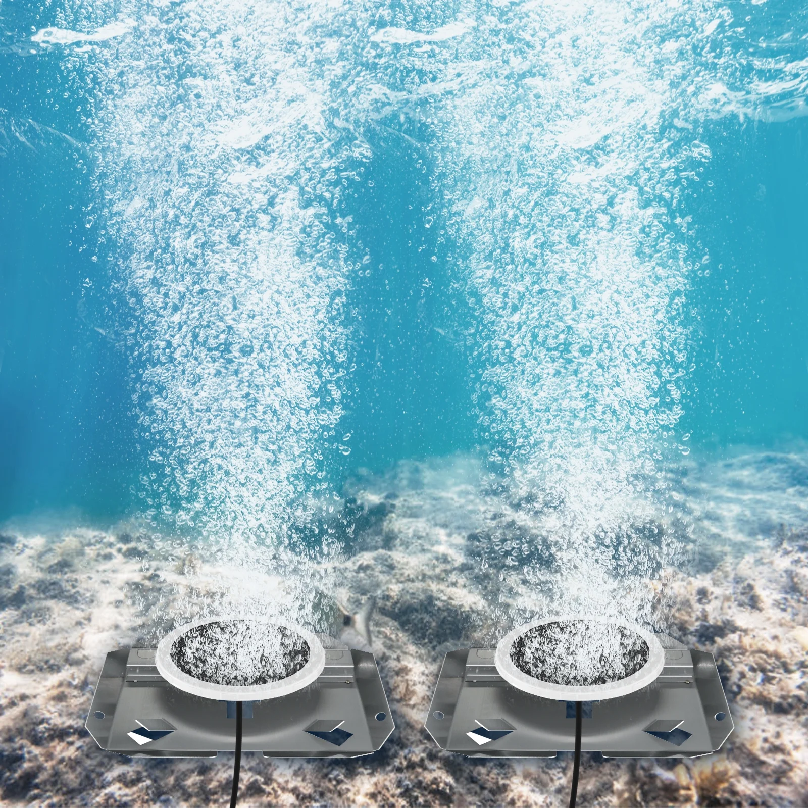 WRSTER-TECH 3/4 HP 5.2CFM Pond Aerator Lake Compressor Timer 200' Tube 2 Diffusers System 550W 3 Acre