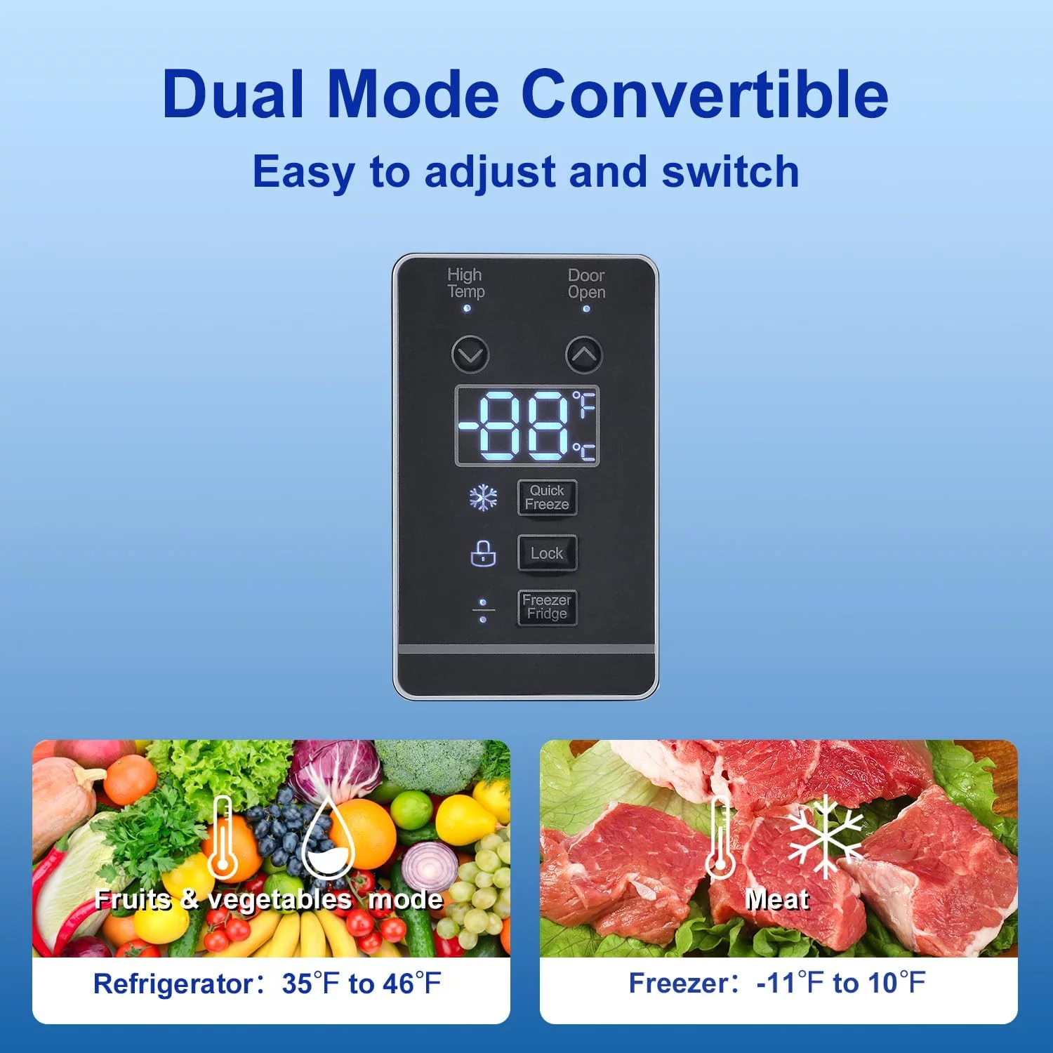 SMAD 13.8 Cu ft Upright Convertible Freezer Refrigerator, Single Door for Home Kitchen Restaurant