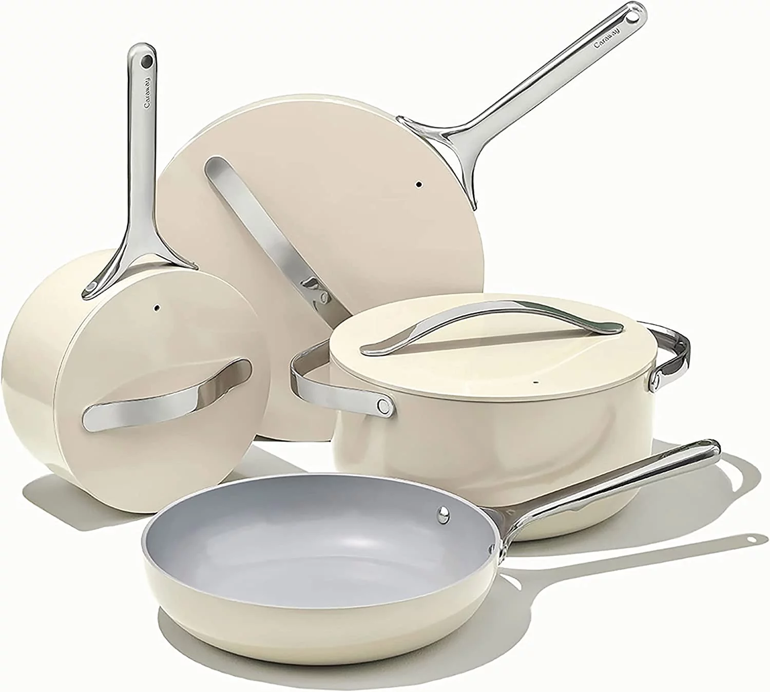 Caraway Nonstick Ceramic Cookware Set (12 Piece) Pots  Pans  Lids and Kitchen Storage - Non Toxic  PTFE & PFOA Free - Oven Safe & Compatible with All Stovetops (Gas  Electric &