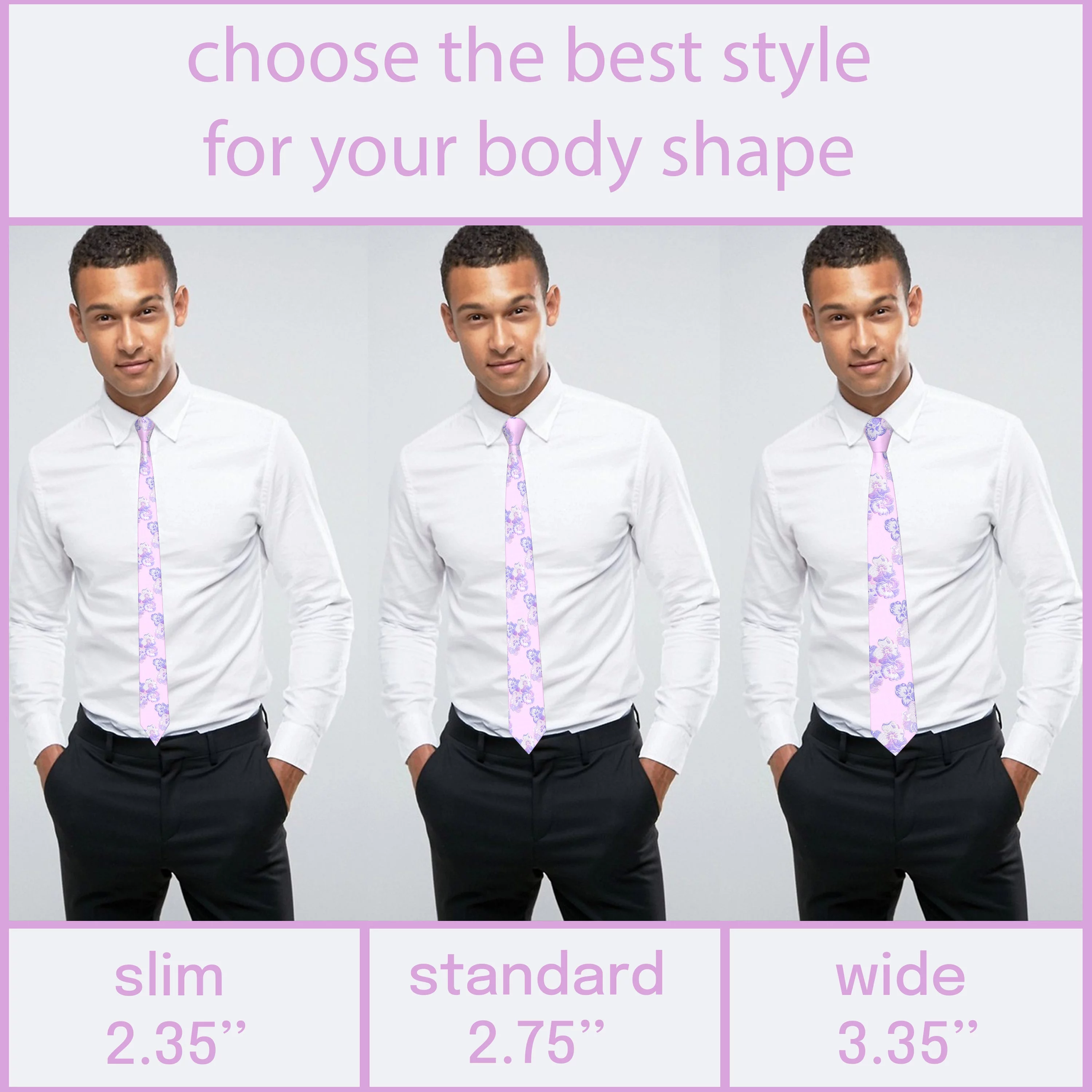 Men's Elegant Iris Wedding Ties: Floral, Skinny & Cravat Neckties for Groom, Father, and Groomsman - Perfect for Weddings in Terracotta Light Purple, by Bow Tie House (Lavender, Wide 3.35