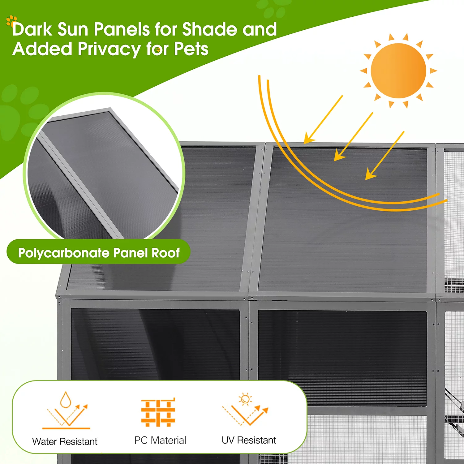 Cat House Outdoor Luxurious Cat Condo, Segmart Walk-in Weatherproof UV Proof Walk in Catio Enclosure Iguana Cage with Sunshine Board, Super Large Enter Door, Sleeping Houses, Bridges, Dark Grey