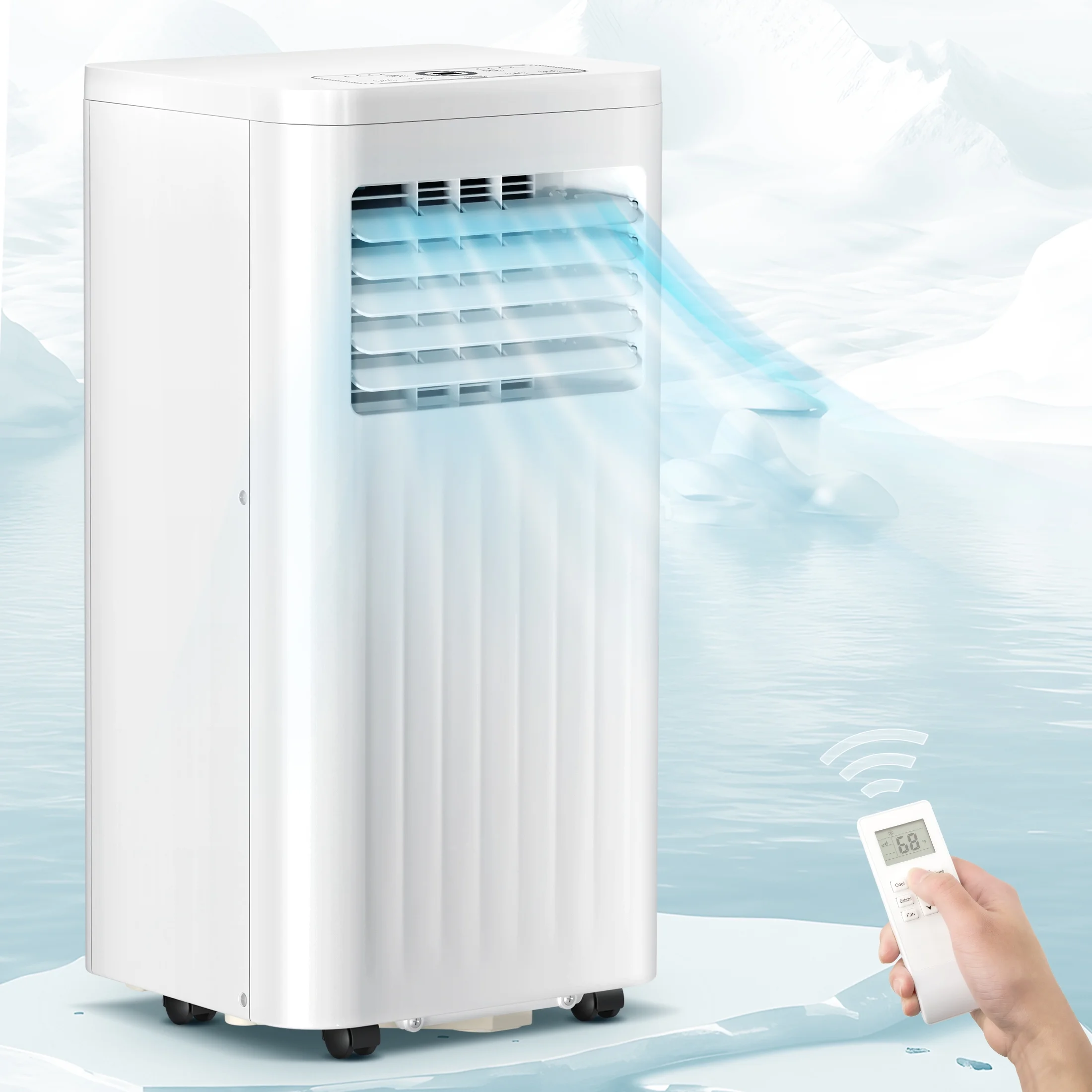 KISSAIR 5000BTU (8000BTU ASHRAE) Portable Air Conditioner, Ultra Quiet 3-in-1 Portable AC Unit,  24H Timer, Air Conditioner Remote Control-White