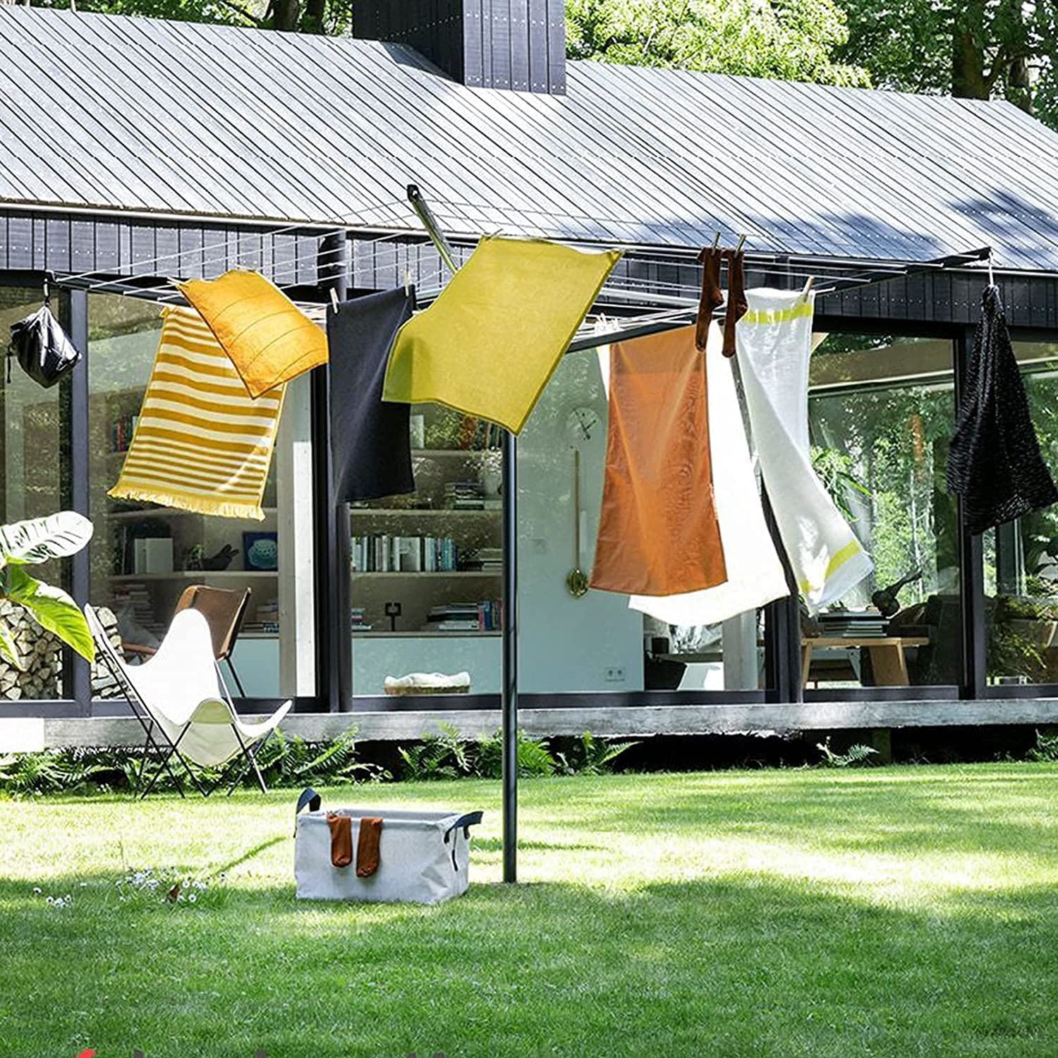 tonchean Rotary Outdoor Umbrella Drying Rack - Foldable Aluminum 4 Arms Adjustable 70.9