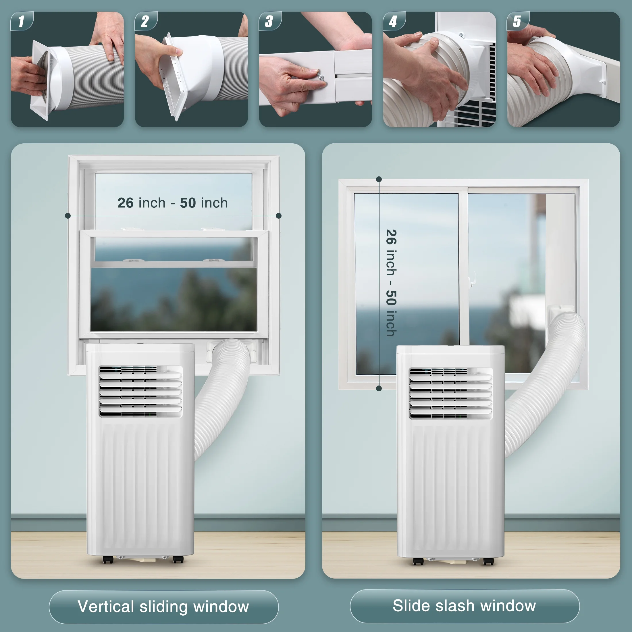 KISSAIR 5000BTU (8000BTU ASHRAE) Portable Air Conditioner, Ultra Quiet 3-in-1 Portable AC Unit,  24H Timer, Air Conditioner Remote Control-White
