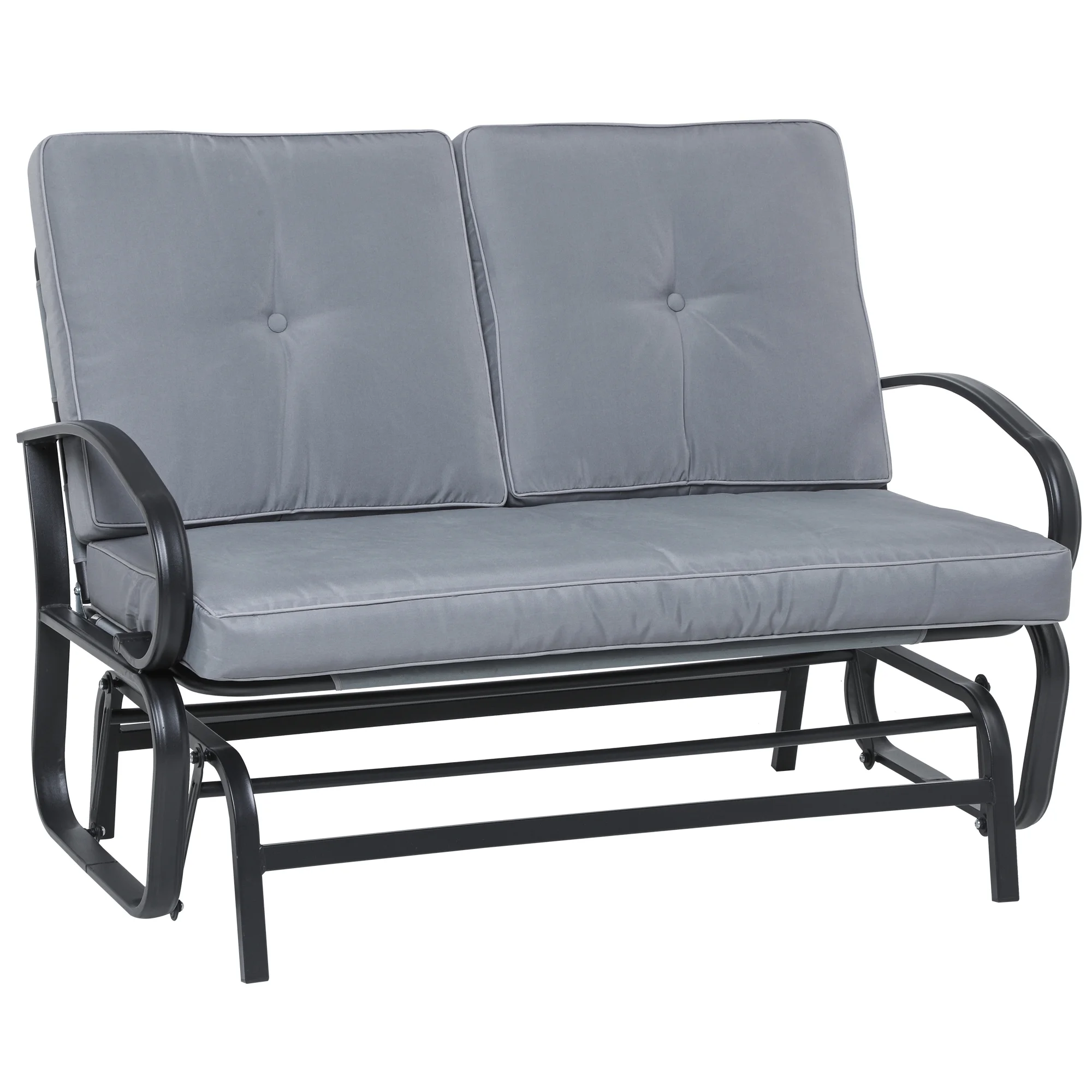 Outsunny Outdoor Garden 2-Person Gliding Chair Patio Glider with Cushions Grey