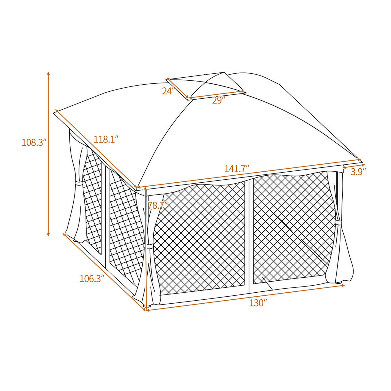 Patio Outdoor Gazebo - Double Roof Canopy with Mosquito Netting | 9.8 Ft. W x 11.8 Ft. D