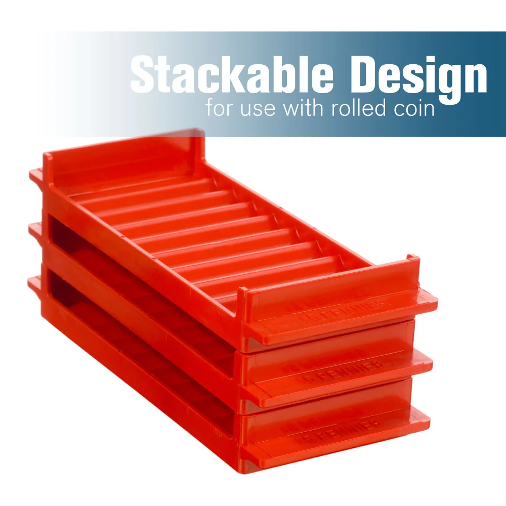 BankSuppliesPlastic Rolled Coin Storage Trays | Penny, Nickel, Dime, Quarter |