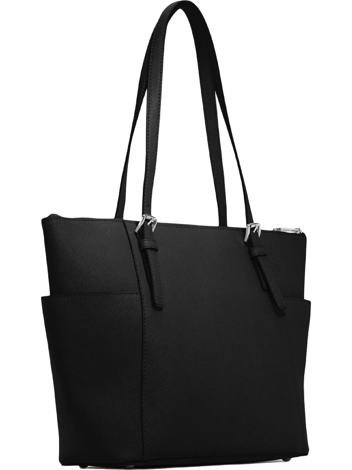 MICHAEL Jet Set East West Top Zip Large Tote Black/Silver