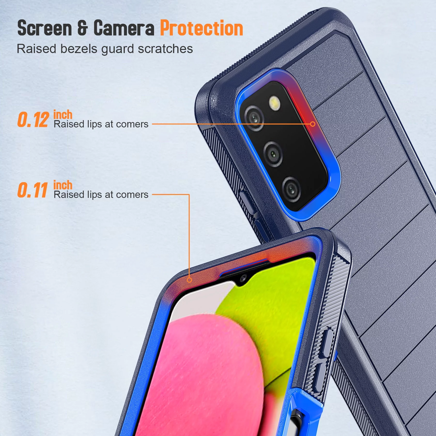 Xhy Samsung Galaxy A03S Case with Belt Clip Holster Screen and Lens Protector Military Grade Full Body Shock Drop Resistant 3 in 1 Rugged Durable Detachable for Samsung A03S Phone - Dark Blue