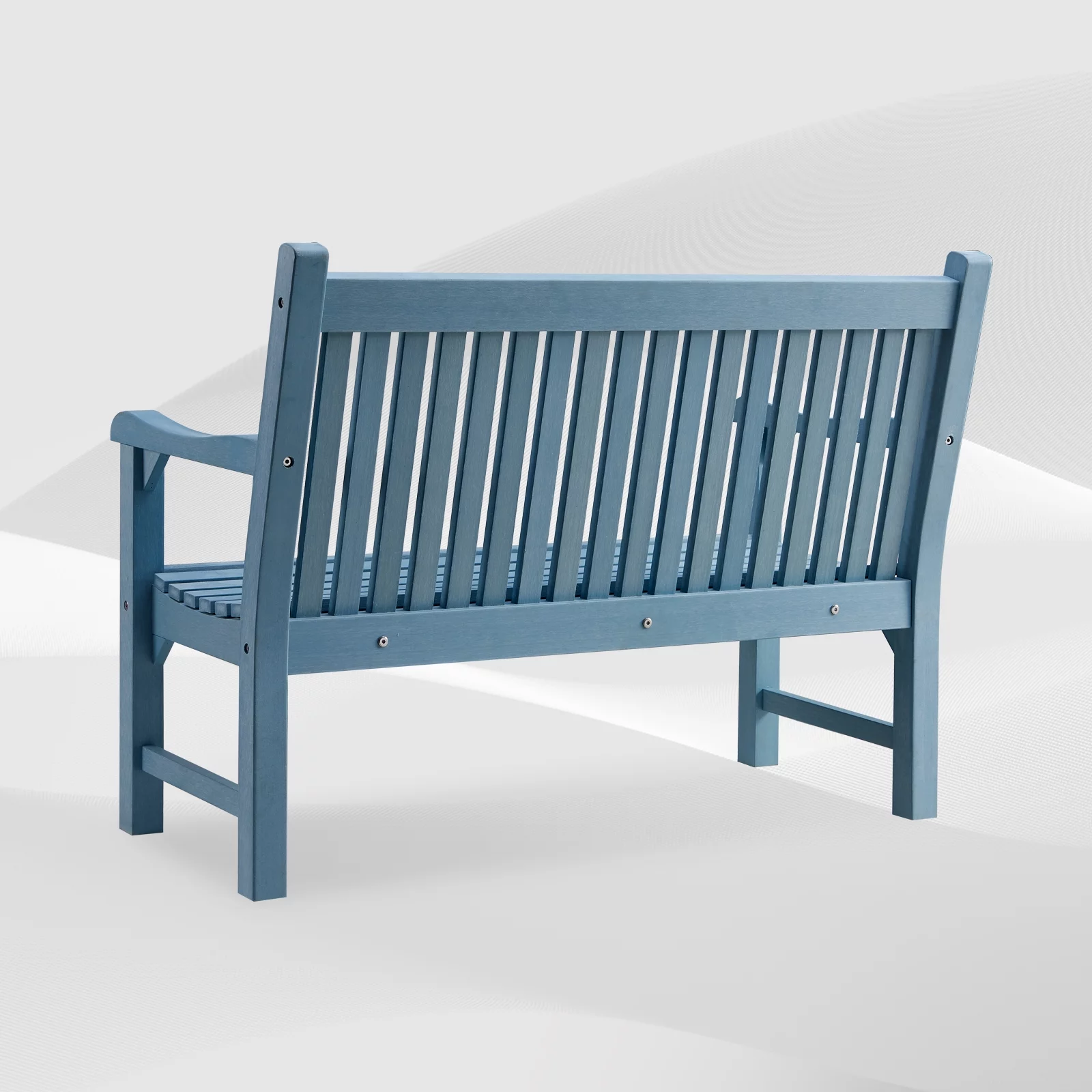 Efurden Garden Bench, 2-Person Poly Lumber Patio Bench, All-Weather Outdoor Bench for Garden Porch and Park (Blue)