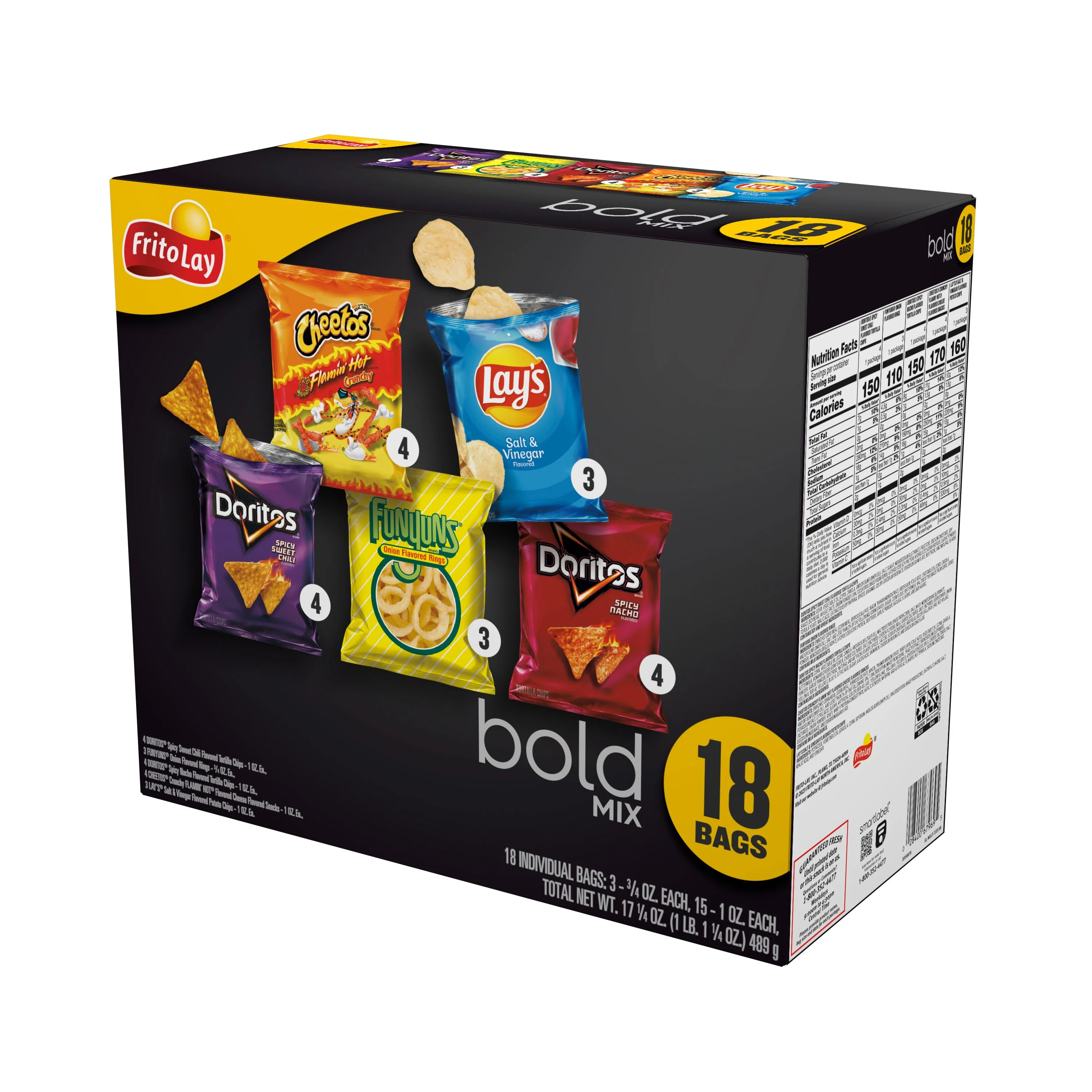 Frito-Lay Bold Mix Variety Pack Snack Chips, 18 Count Multipack